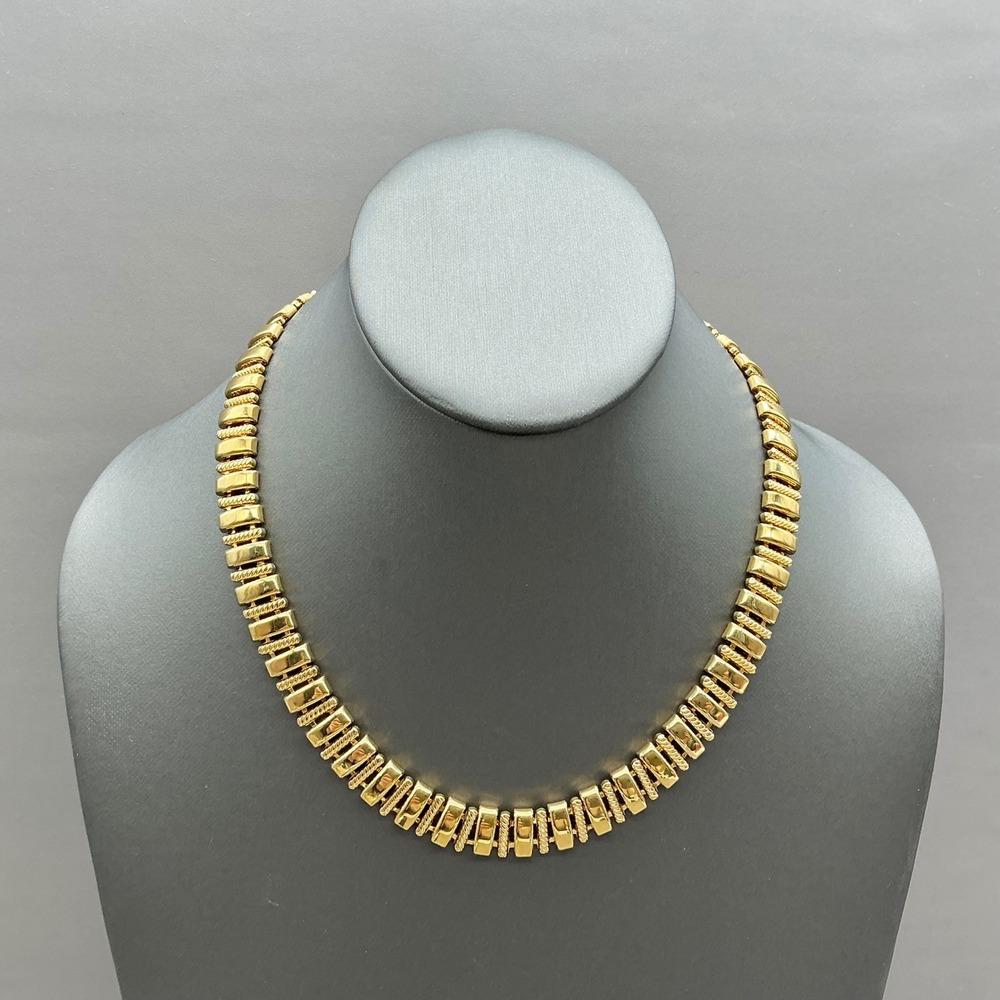 Napier Necklace Women Gold Tone Vintage Ribbed Link Chain Choker Jewelry